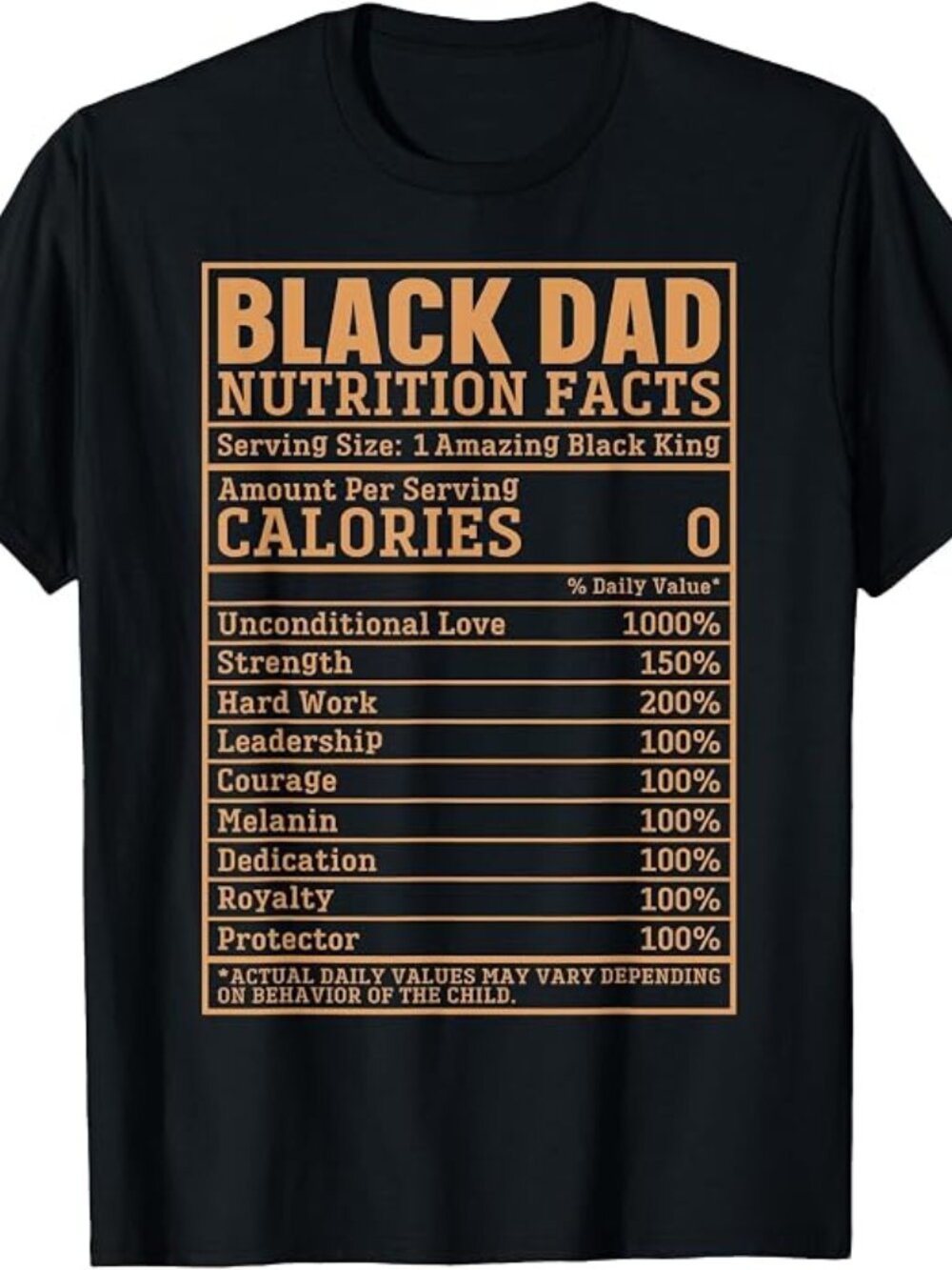 Black Dad Nutrition Facts African American History Month T-Shirt